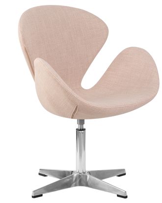 Кресло дизайнерское DOBRIN SWAN, бежевая ткань IF1, алюминиевое основание