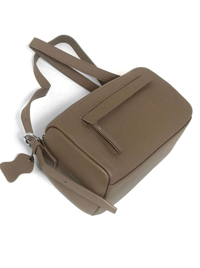 (АРТИКУЛ: 10062/1/2) СУМКА ЖЕНСКАЯ, НЕБОЛЬШАЯ, НАТУРАЛЬНАЯ КОЖА, ТЕМНО-БЕЖЕВАЯ, С ПЛЕЧЕВЫМ РЕМНЕМ