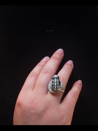 "Каменная Драконья Лягушка", кольцо в стиле фэнтези