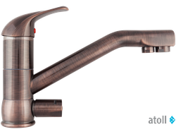 Кран комбинированный (хол/гор + питьевая) atoll NKD0112AW-L (состар.медь)