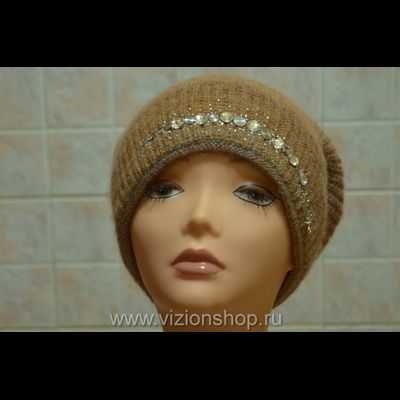 Двусторонняя шапка носок женская  Vizio Италия 5872 светло - коричневая