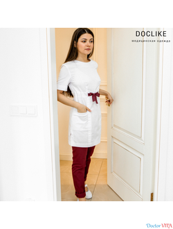 БЛУЗА DOCLIKE DL416 белая с лентой