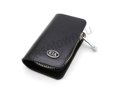 Черная кожаная ключница KIA