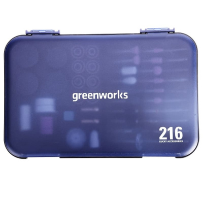 Набор оснастки для гравера Greenworks, 216 предметов в кейсе