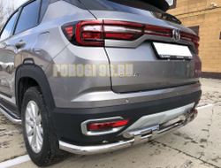 Защита заднего бампера угловая большая двойная с перемычками d/60/42 для Changan CS35 Plus (2019-...)