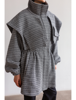 Парка из фактурного хлопка (бело-синий)