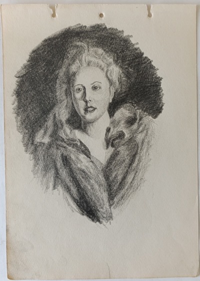 "Женский портрет" бумага карандаш Акимов А.А. 1960-е годы