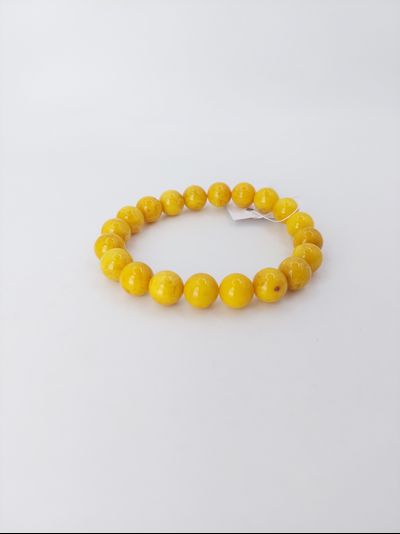 Браслет шары из белого янтаря