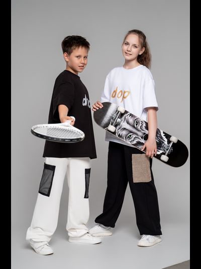 Брюки с накладными карманами из мешковины