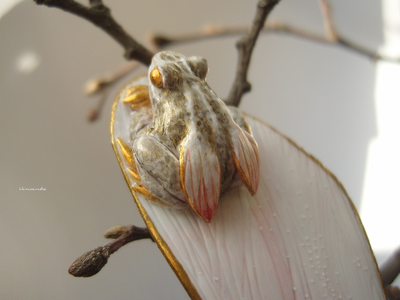 Фэнтези-брошь "Мушка-лягушка" (скульптурная миниатюра)