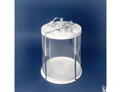 Коробка для торта JUST. Белая. Диаметр 25 см, Высота 28 см, Упаковка 10 штук