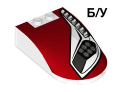 ! Б/У - Windscreen 6 x 4 x 1 1/3 Canopy Straight Sides with Headlights, Vents and Red Pattern Model Left Side, Trans-Clear (18973pb12L / 6335199) - Б/У