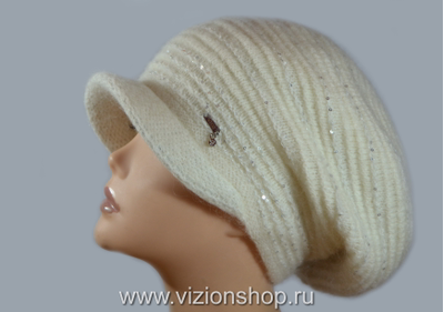 Вязаная кепка белая женская зима 2020 фото кепок Италии Vizio