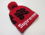 Шапка Supreme Помпон Rose Красный / Черный