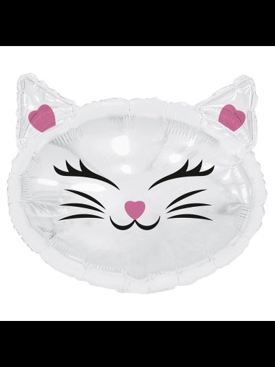 Фольгированный шар с гелием &quot;Белая кошечка голова&quot;