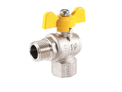 Кран шаровый газовый угловой "ProFactor" 1/2 вн/нар (бабочка)