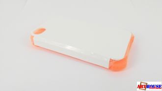 IPhone 4/4S - Белый пр/ударный чехол матовый пластик с РОЗОВЫМ силикон.бампером (для 3D-машины вакуумной)