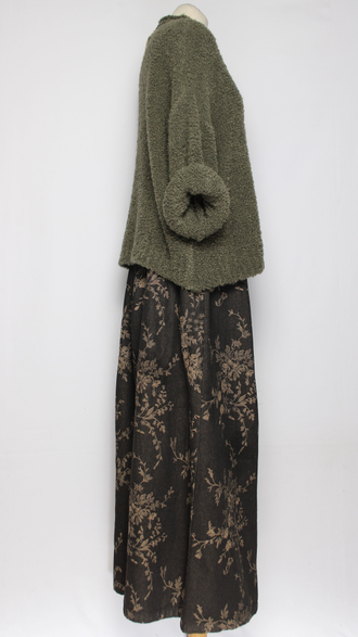 ДЖЕМПЕР КОРОТКИЙ "КИМОНО БУКЛЕ СТОЙКА" хаки до р.52