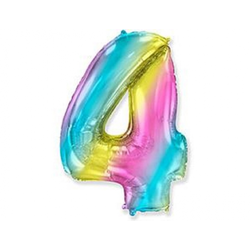 Воздушный шар фольгированный "ЦИФРА 4. Радуга" 102 см.