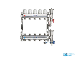 Коллекторный блок нерж в сборе с вентилями без кранов  5 выходов VIEIR