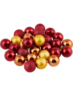 Набор из 30-ти шаров, 5 см, красный, золотой, медный, 81677