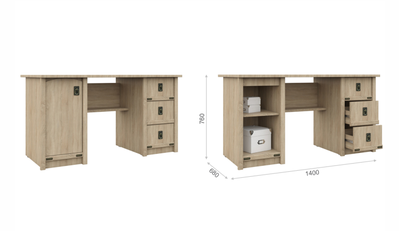 Стол Валенсия 1д 3 ящика, сонома