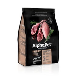 AlphaPet (АльфаПет) Superpremium сухой корм для щенков, беременных и кормящих собак мелких пород с ягненком и индейкой, 500 г