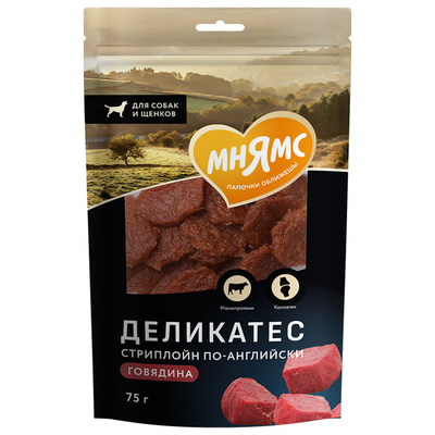 Лакомство Мнямс для собак "Стриплойн по-английски", 75 гр