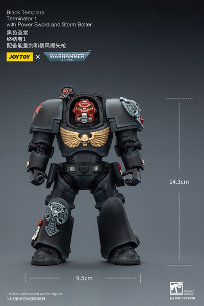 Терминатор Черных Храмовников (Warhammer 40K) - КОЛЛЕКЦИОННАЯ ФИГУРКА 1/18 Black Templars Terminator with Power Sword and Storm Bolter (JT03097) - JOYTOY