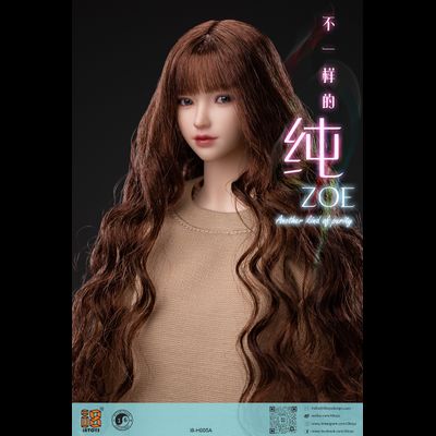 Женская голова (скульпт) с длинными каштановыми волосами и подвижными глазами - 1/6 scale Out of School series Zoe Head Sculpt (I8-H005A) - I8Toys