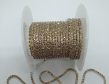 стразовая лента 2 мм Шампань в серебре