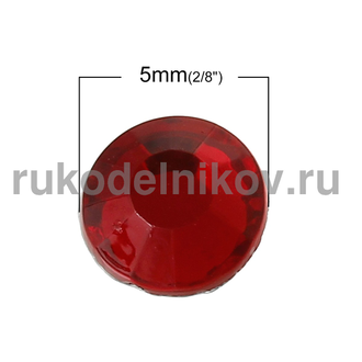 термостразы плоская спинка ss20 (5 мм), цвет-красный, материал-стекло, 5 гр/уп