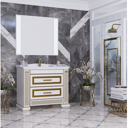 Мебель для ванной Opadiris Оникс 100 белый глянцевый с золотой патиной
