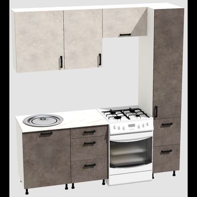 Кухня Эконом 1,5 метра с колонкой (1100х400) Цвет: Цемент светлый/Цемент темный