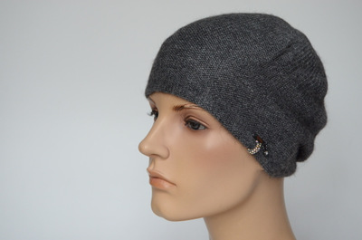 Берет вязаный из альпака и шелка Vizio Италия 1129 серый