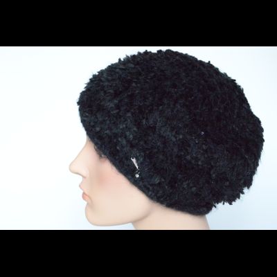Пушистый черный берет для женщин Vizio Италия 6964