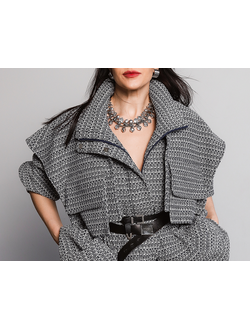 Парка из фактурного хлопка (бело-синий)