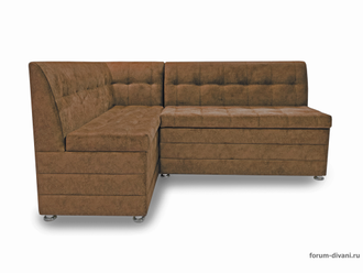 Кухонный Угловой диван "ФОРУМ-5МН" Стандартный велюр Коричневый, левый