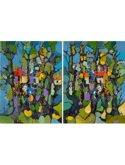 Летний вечер. Этюд. Диптих. 2023. Холст, акрил. 40х60 см.