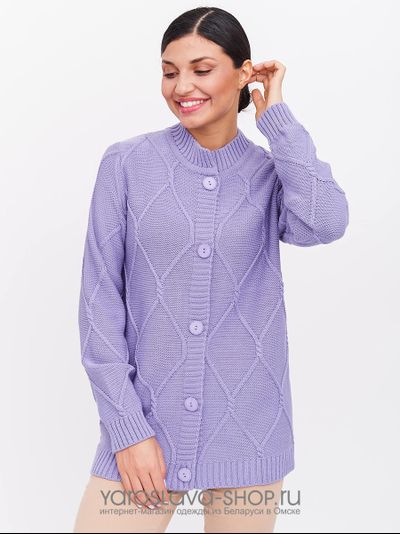 Женский вязанный жакет сиреневого цвета