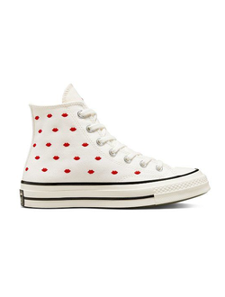 Кеды Converse Chuck 70 Embroidered Lips белые высокие женские