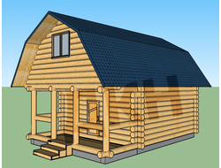 Баня 6 на 6 с верандой 2 на 6 и мансардным этажом