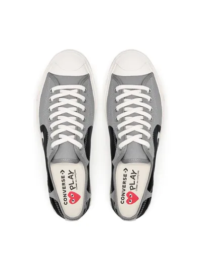 Кеды Play Comme des Garçons x Converse Jack Purcell серые низкие с черным сердцем