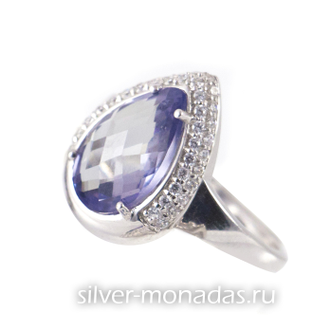 Кольцо из серебра 925 пробы с александритом и фианитами