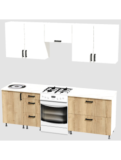 Кухня Эконом 1,8 метра (900х900) Цвет: Белый/Дуб Вотан