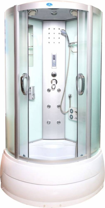 Душевая кабина Водный Мир ВМ-8815 Высокий поддон, задние стёкла белые,передние стёкла матовые, 100x100x215 см.