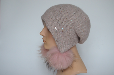 Шапка ушанка розовая с помпонами Vizio Италия 8022