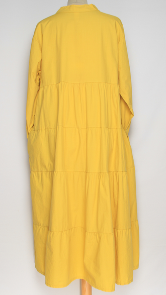 ПЛАТЬЕ БОХО "Хлопок стойка ярусы" фуксия, желтое до р.48