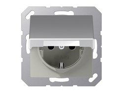 Jung A1520BFKLAL Розетка немецкий стандарт с крышкой, цвет алюминий