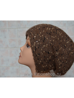 Шапка капор вязаная женская Италия Vizio 5862 коричневая